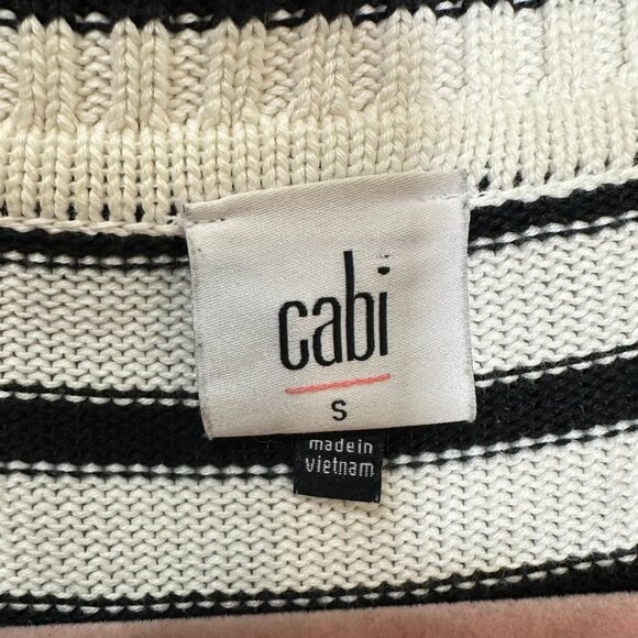 Cabi Deckhand Pullover Size Small 6388 White with Black Stripes Casual Preppy - Picture 6 of 9
